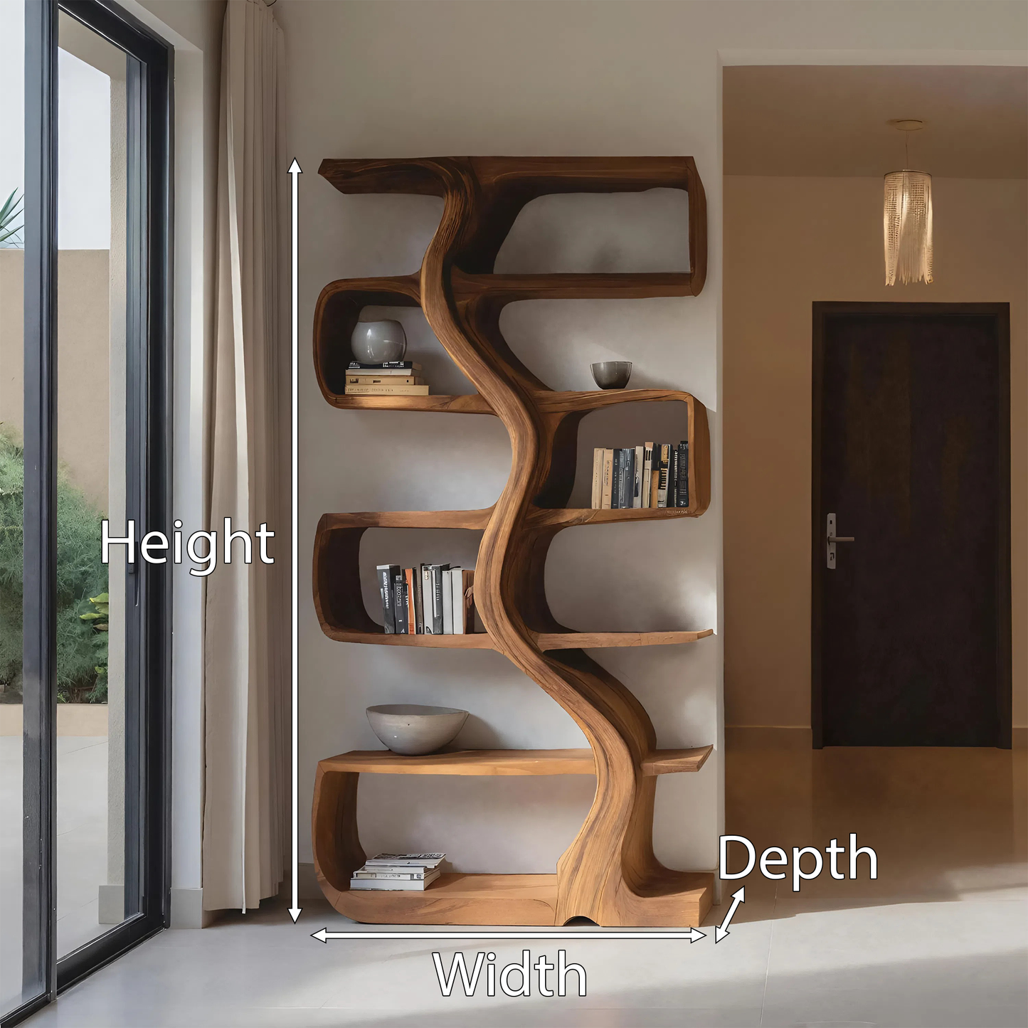Organic Sculptural Bookshelf With Wavy Design For Living Room Lynnsnail