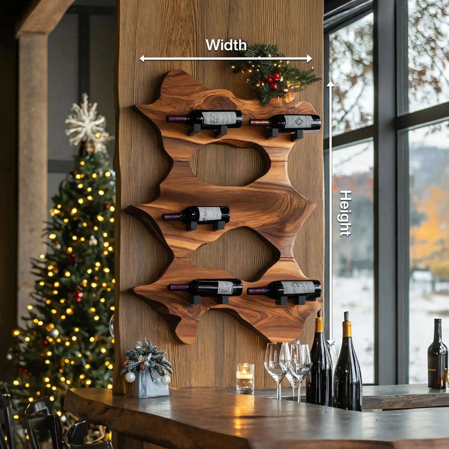 Rustic Solid Wood Live Edge Wine Rack For Entryway Lynnsnail