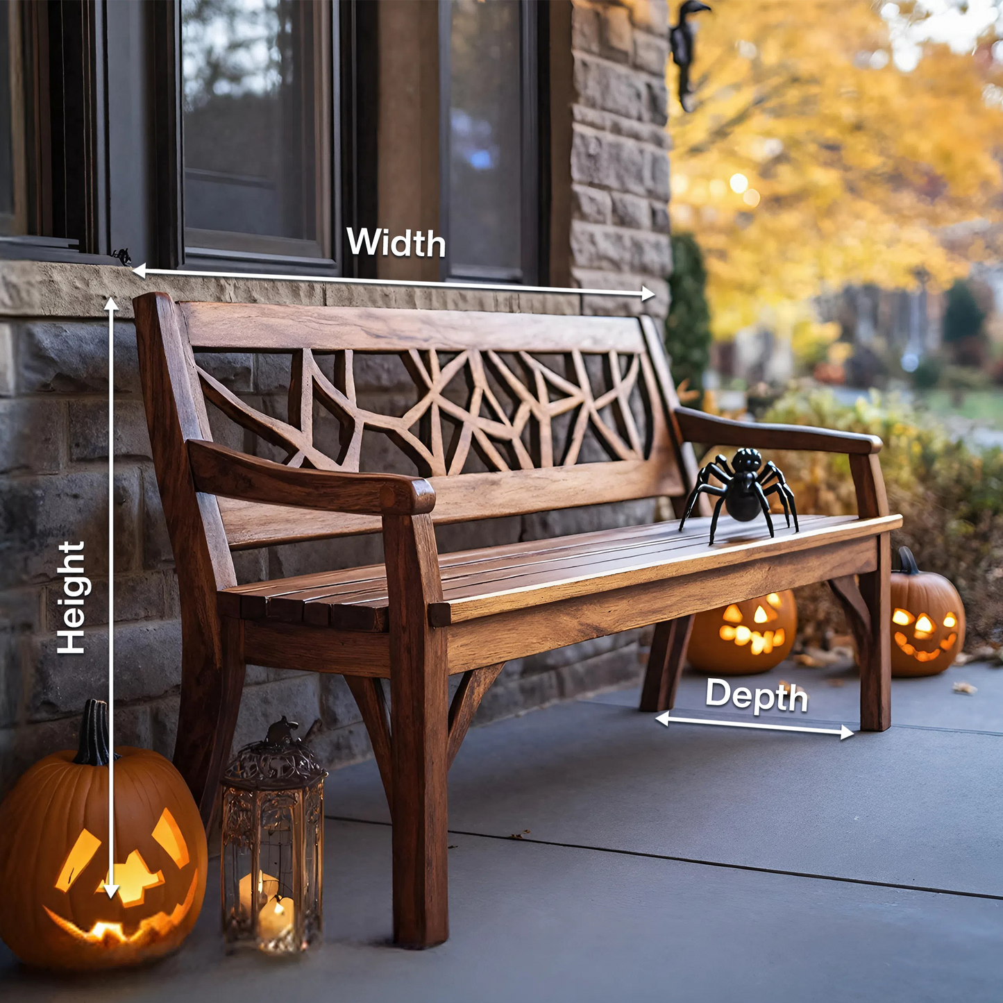 Rustic Solid Wood Halloween Bench For Spooky Outdoor Home Decor Lynnsnail