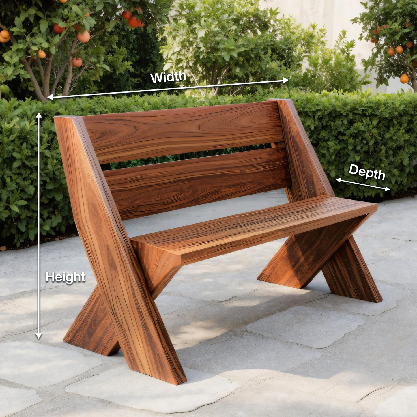 Modern Outdoor Bench With Angled Legs For Garden Patio And Backyard Lynnsnail