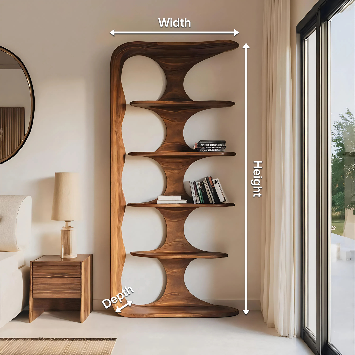 Contemporary Sculptural Vertical Bookshelf For Living Room Lynnsnail