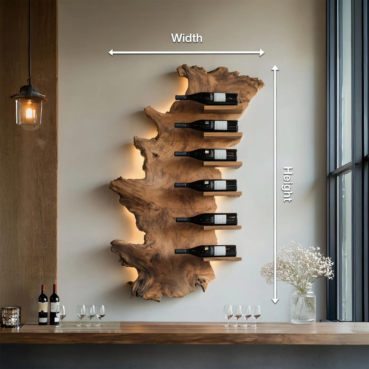 Handcrafted Wooden Live Edge Wine Holder For Bar Display Art Lynnsnail