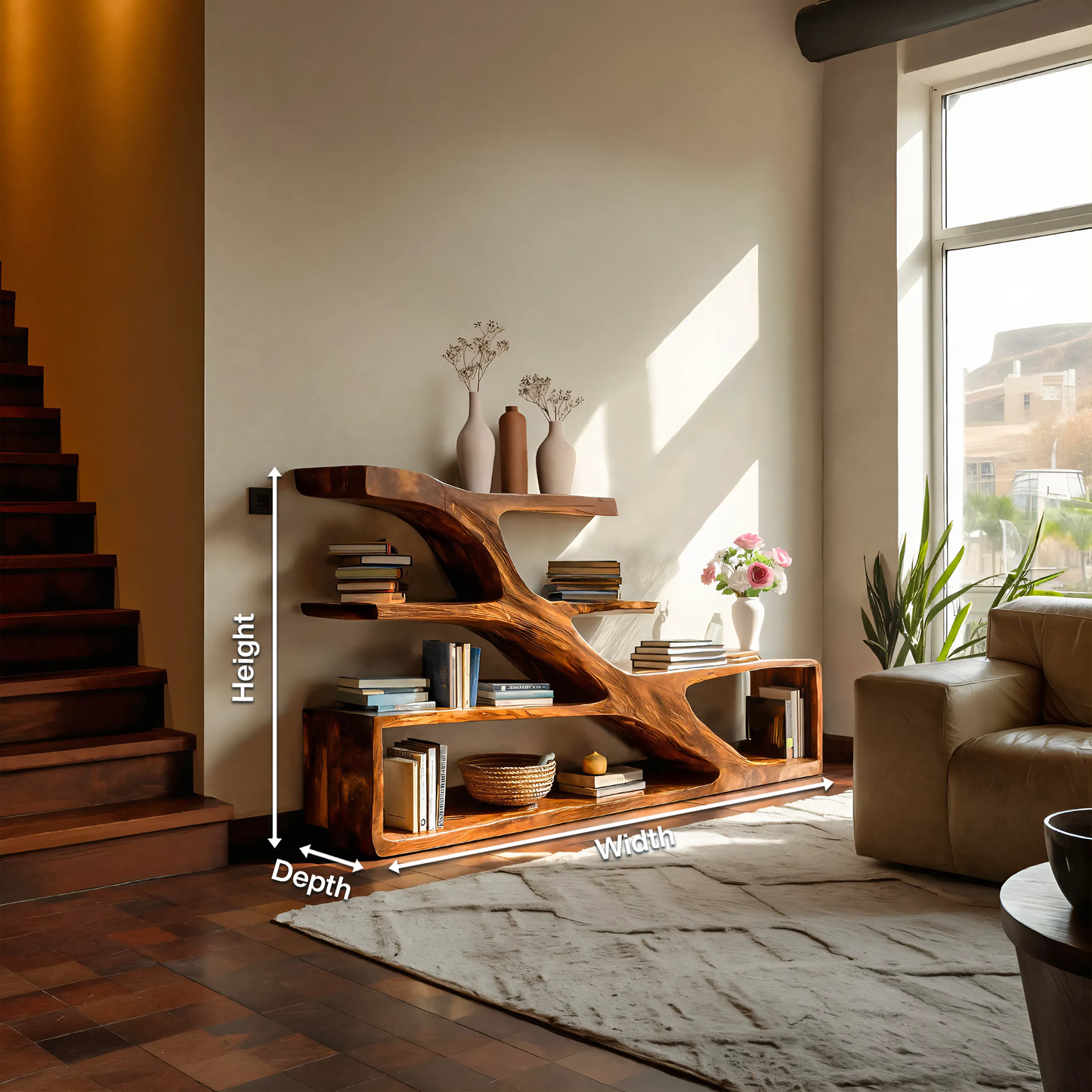 Modern Sculptural Curved Bookcase For Living Room Interior Lynnsnail