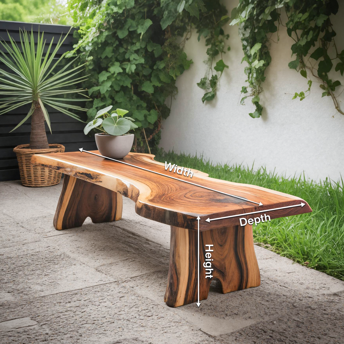 Minimalist Live Edge Outdoor Bench For Entryway Or Patio Lynnsnail