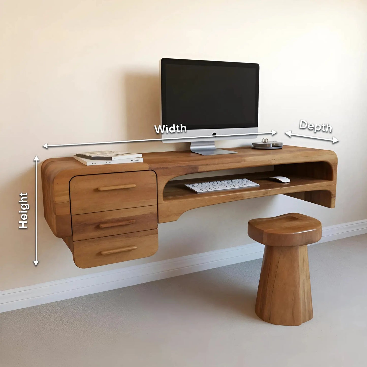 Minimalist Wall Mounted Desk With Drawers Floating Workstation For Bedroom And Office Lynnsnail