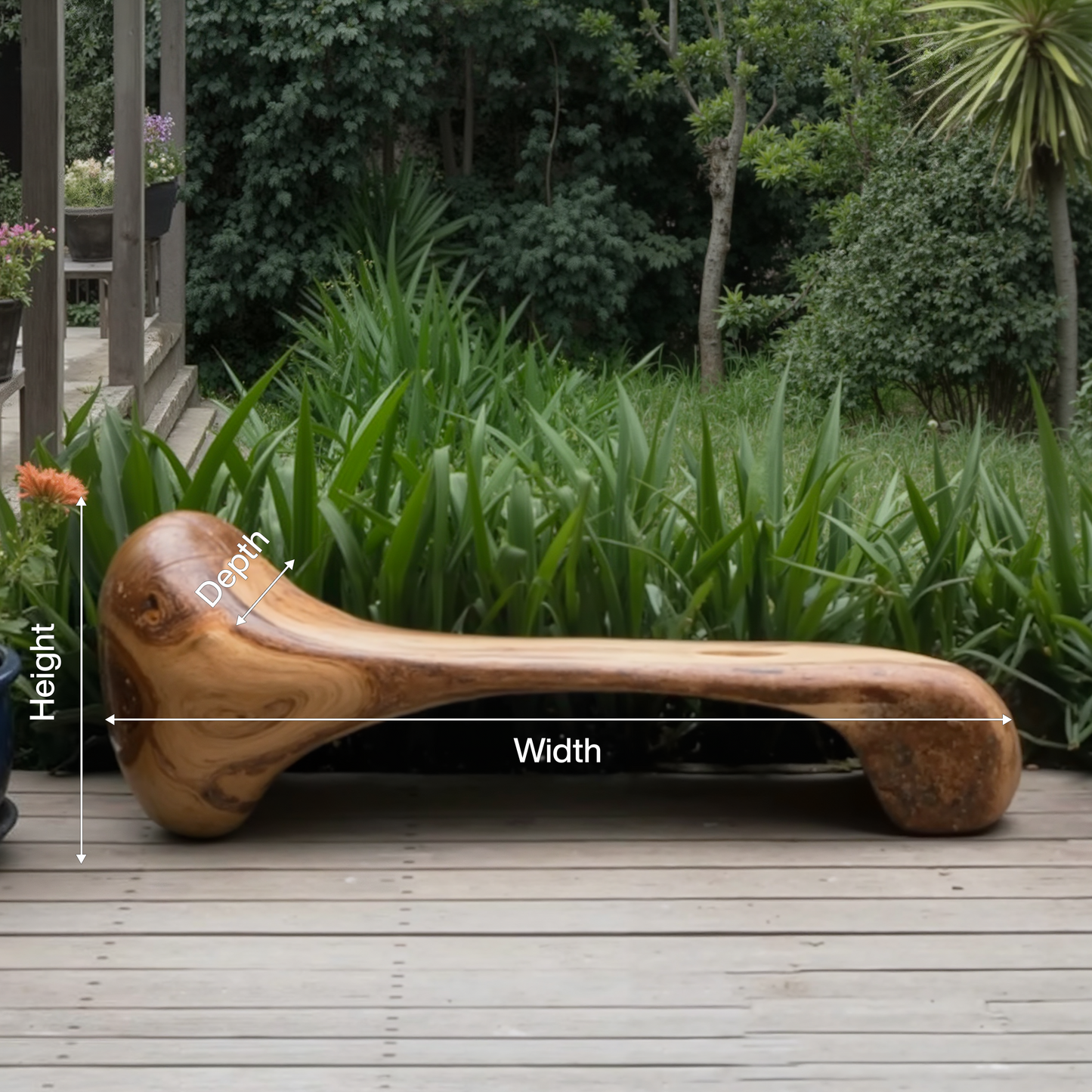 Sculptural Wood Bench For Garden Poolside Or Patio Lynnsnail