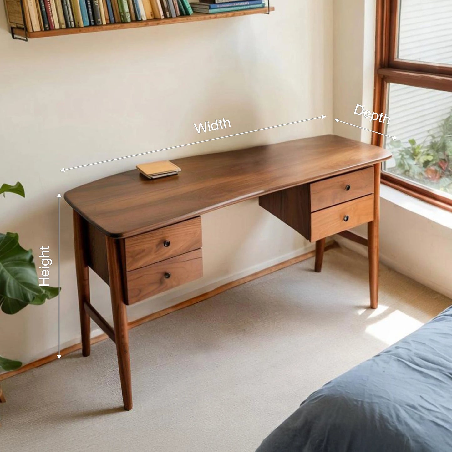 Mid Century Writing Desk For Bedroom Workspace Or Study Nook Lynnsnail