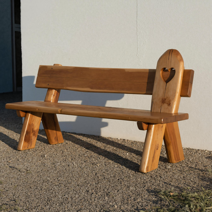 Rustic Handmade Bench With Heart Cutout For Garden Or Porch Lynnsnail