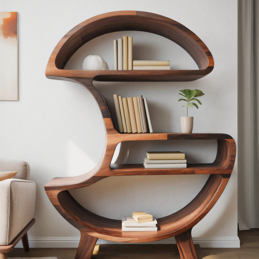 Modern Organic Bookshelf For Living Room Or Office Lynnsnail