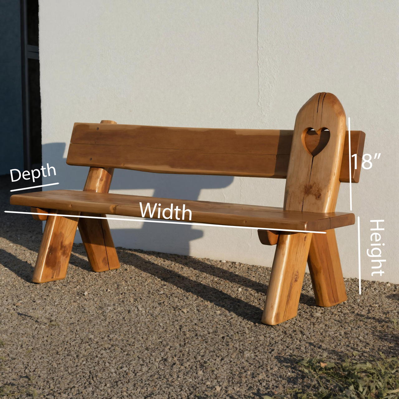Rustic Handmade Bench With Heart Cutout For Garden Or Porch Lynnsnail