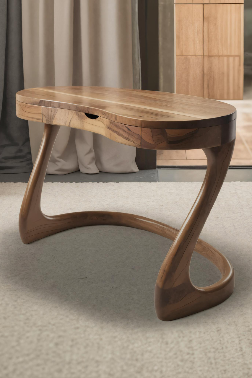 Modern Sculpted Desk With Drawers For Minimalist Home Office Lynnsnail