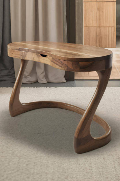 Modern Sculpted Desk With Drawers For Minimalist Home Office Lynnsnail