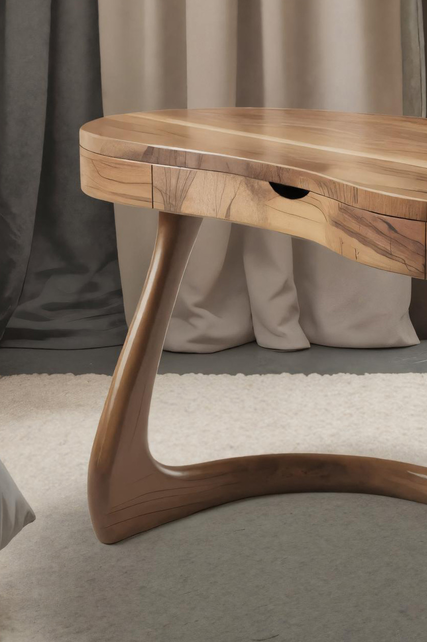 Modern Sculpted Desk With Drawers For Minimalist Home Office Lynnsnail