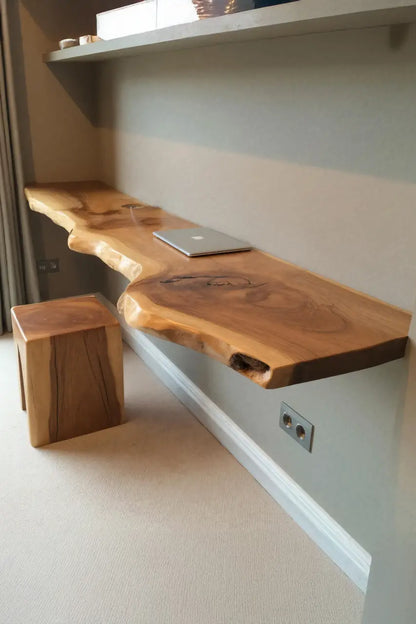 Modern Live Edge Floating Desk With Home Office Workspace Lynnsnail