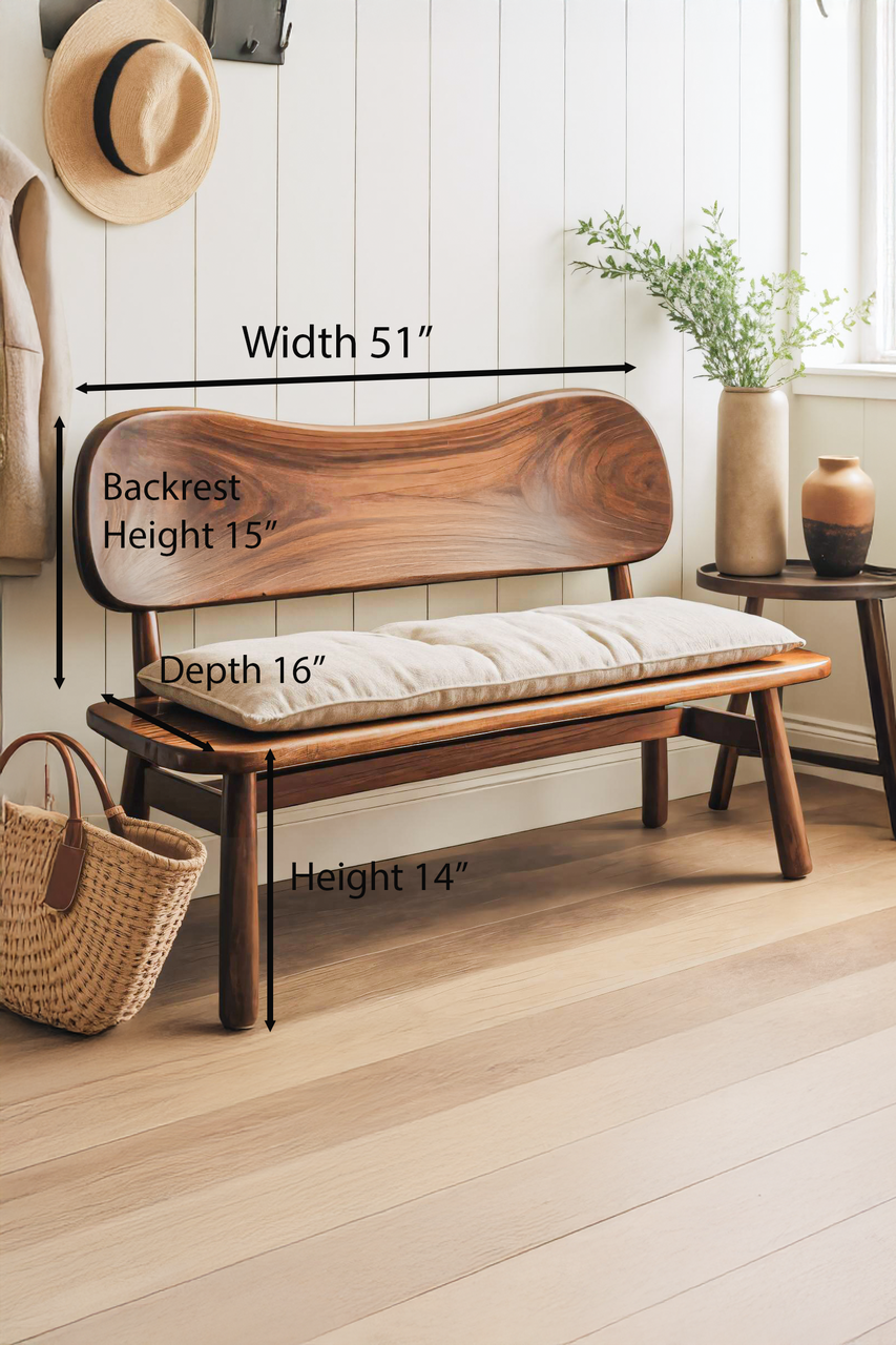 Modern Bench With Curved Backrest For Bedroom Lynnsnail