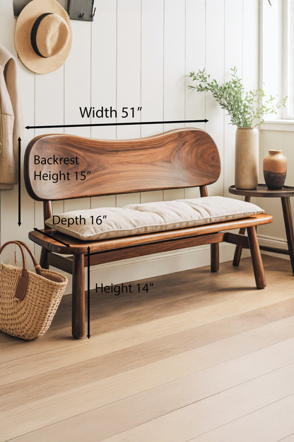 Modern Bench With Curved Backrest For Bedroom Lynnsnail