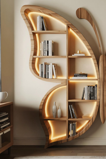 Butterfly Bookshelf With LED For Living Room Or Bedroom Lynnsnail