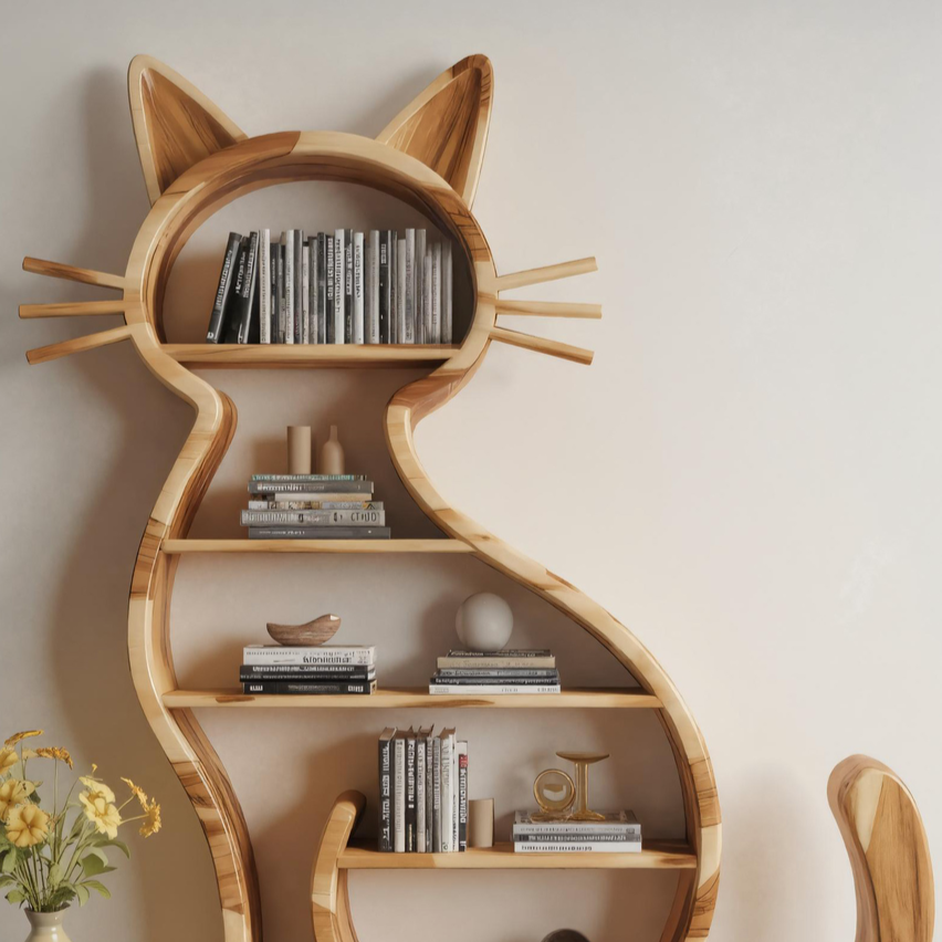 Modern Cat Bookshelf With Playful Design For Living Room Or Playroom Lynnsnail