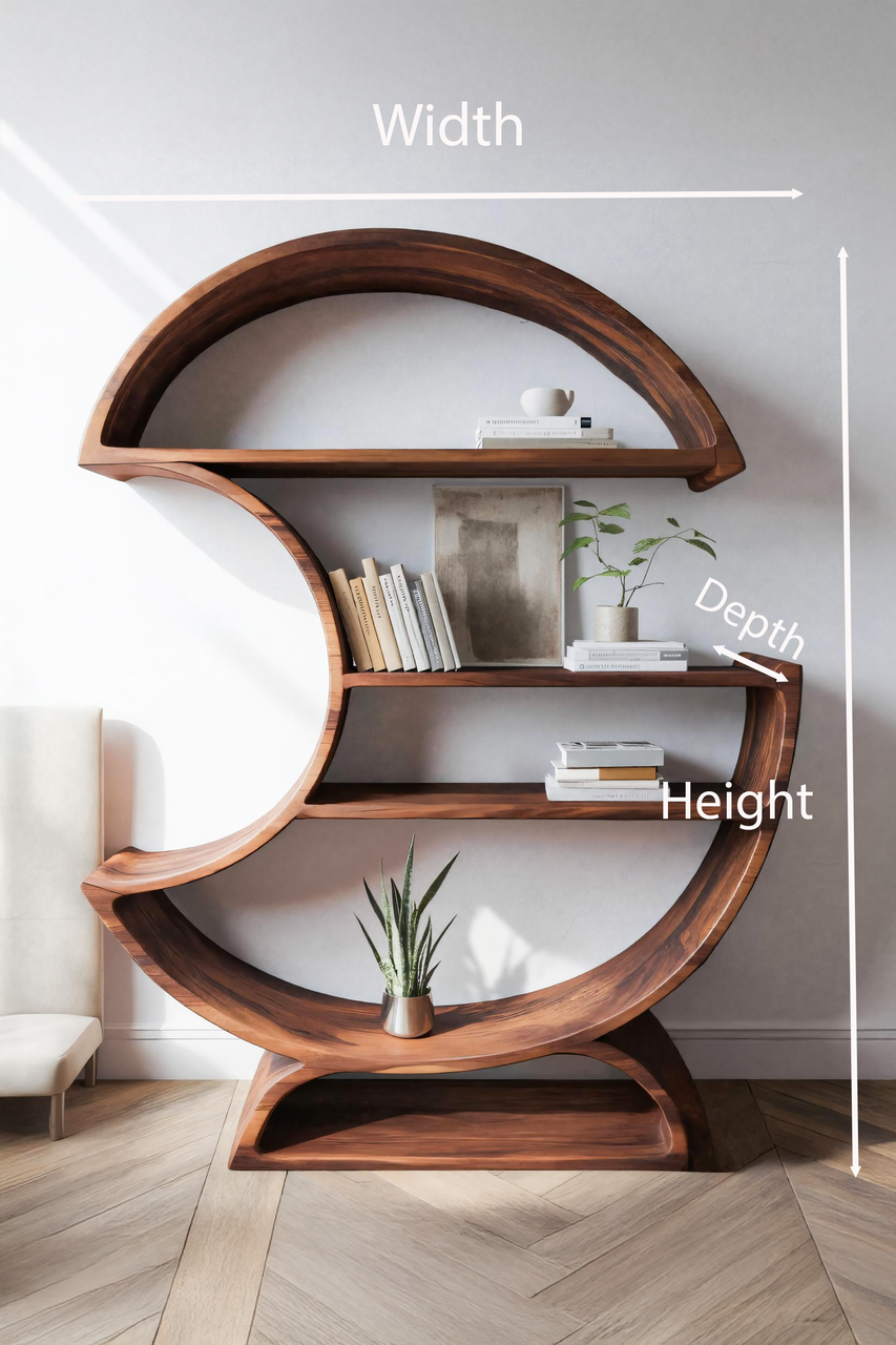 Modern Half Moon Bookshelf For Living Room Or Office Lynnsnail