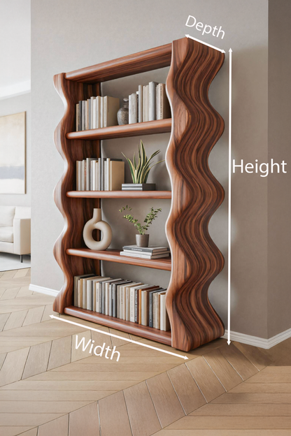 Modern Wave Bookshelf For Living Room Or Office Lynnsnail