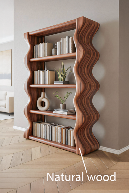 Modern Wave Bookshelf For Living Room Or Office Lynnsnail