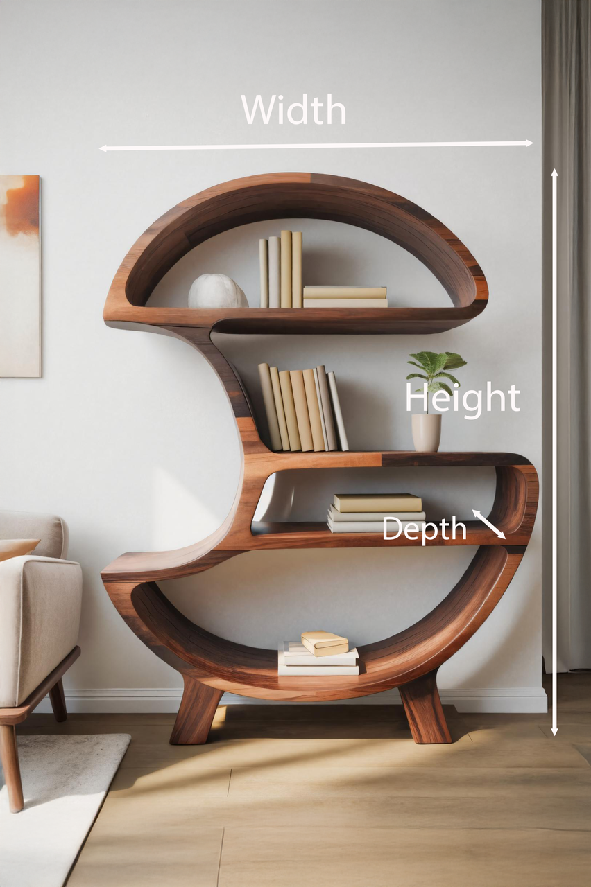 Modern Organic Bookshelf For Living Room Or Office Lynnsnail