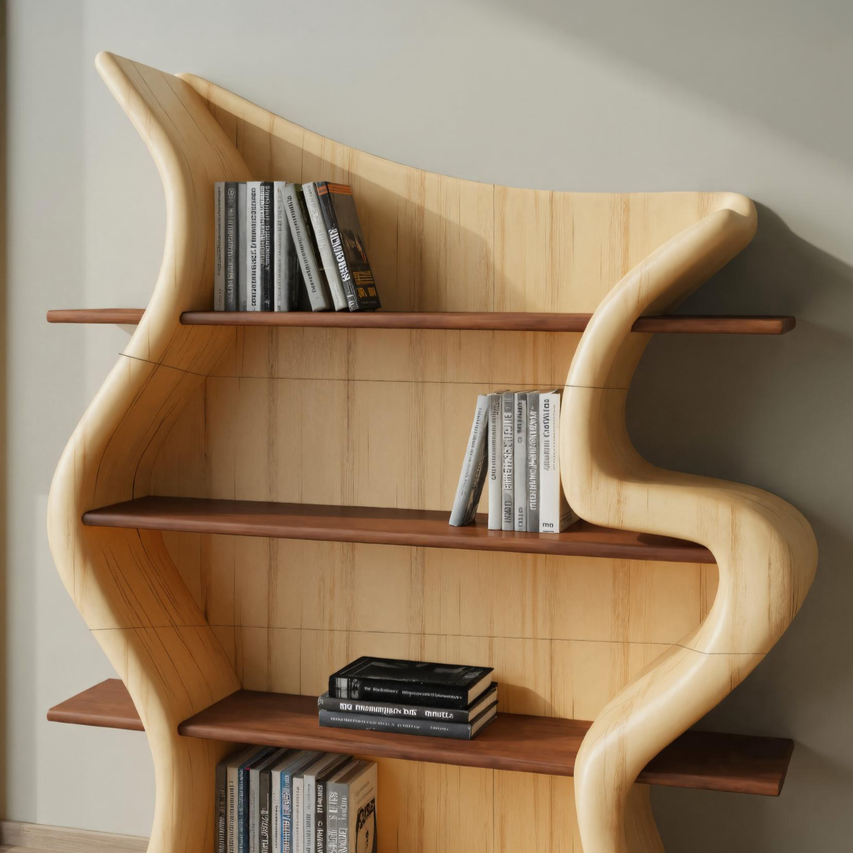 Sculptural Bookshelf With Organic Curves For Living Room Or Office Lynnsnail