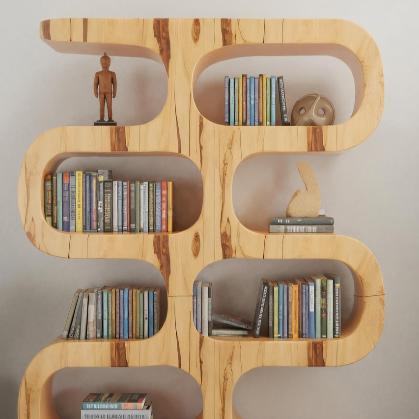 Modern Curved Bookshelf For Japandi Or Minimalist Living Room Lynnsnail