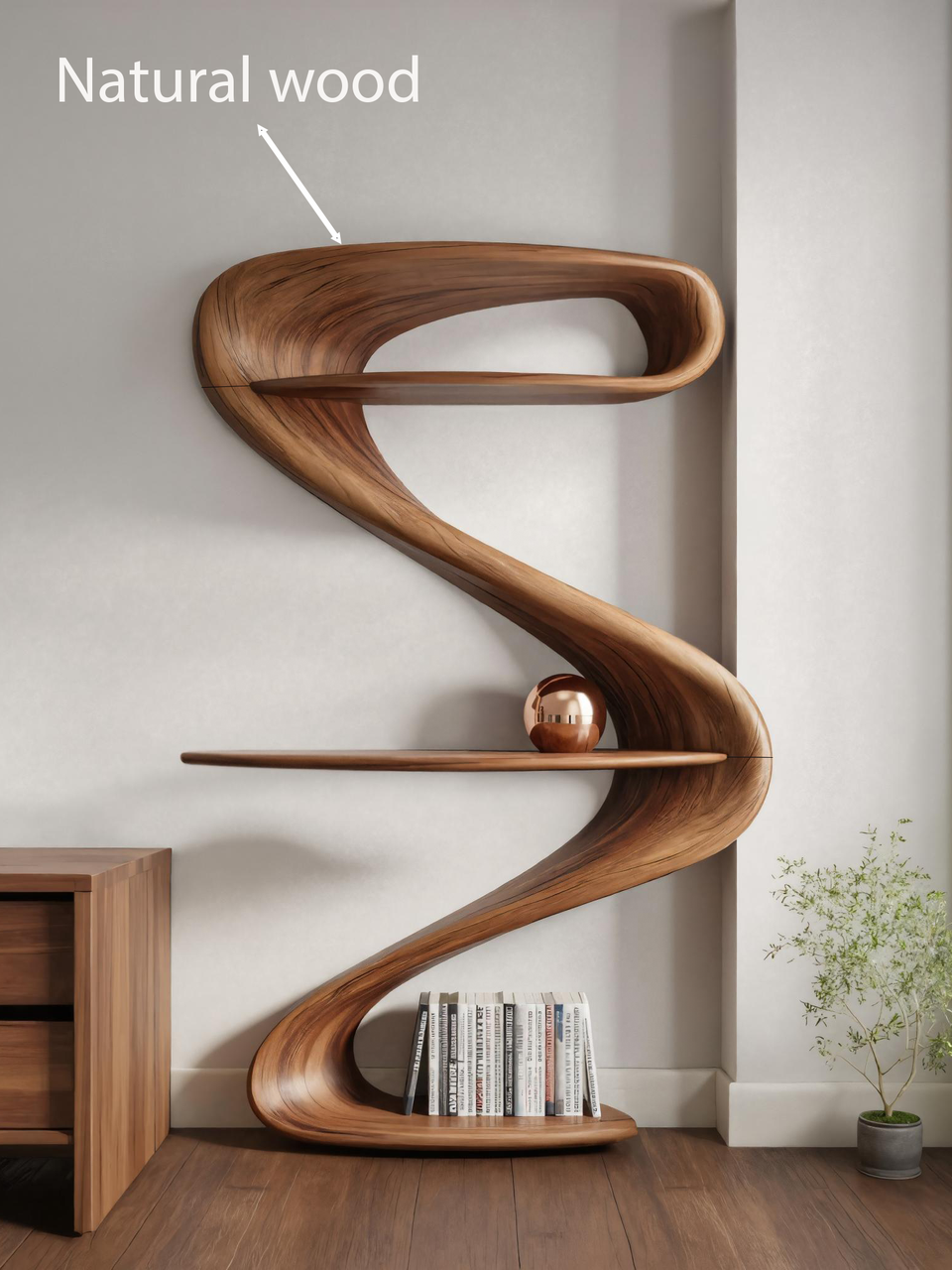 Modern Wave Bookshelf For Living Room Or Contemporary Interior Lynnsnail