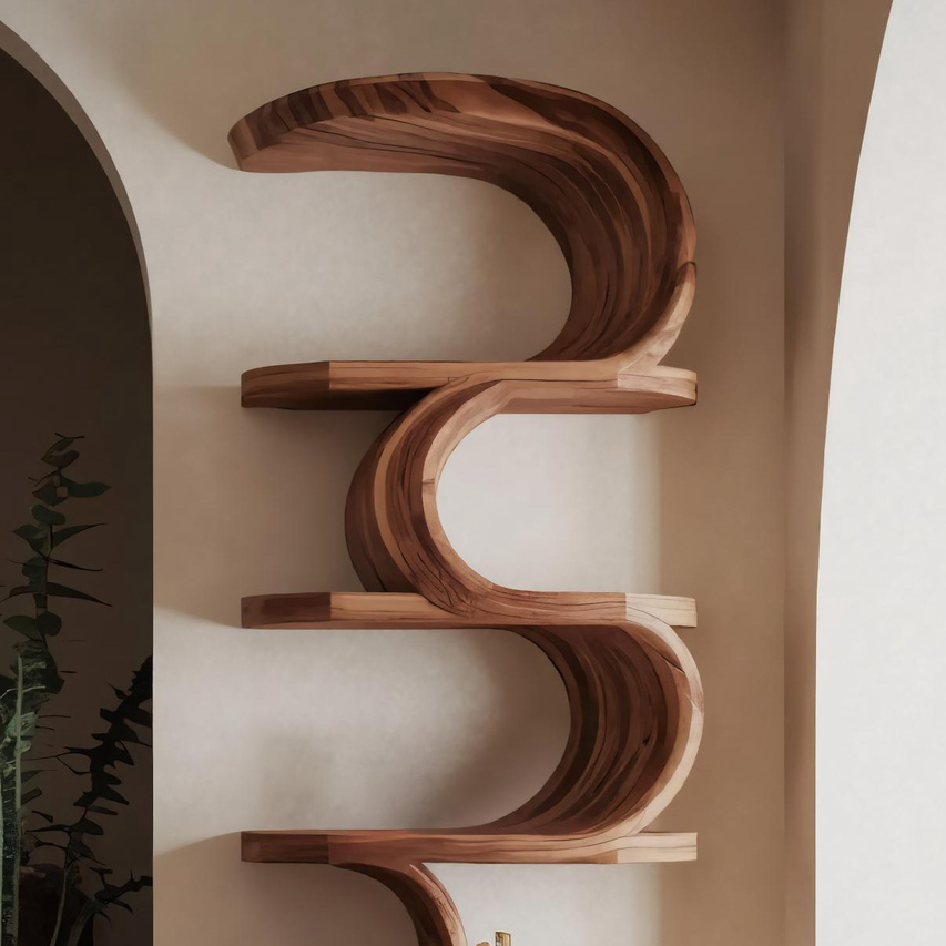 Modern Curved Bookshelf For Living Room Or Office Storage Lynnsnail