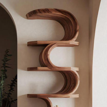 Modern Curved Bookshelf For Living Room Or Office Storage Lynnsnail