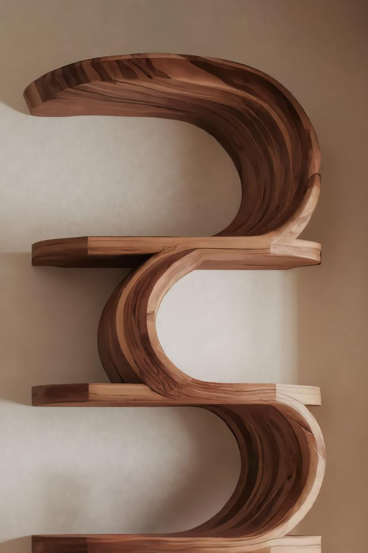Modern Curved Bookshelf For Living Room Or Office Storage Lynnsnail