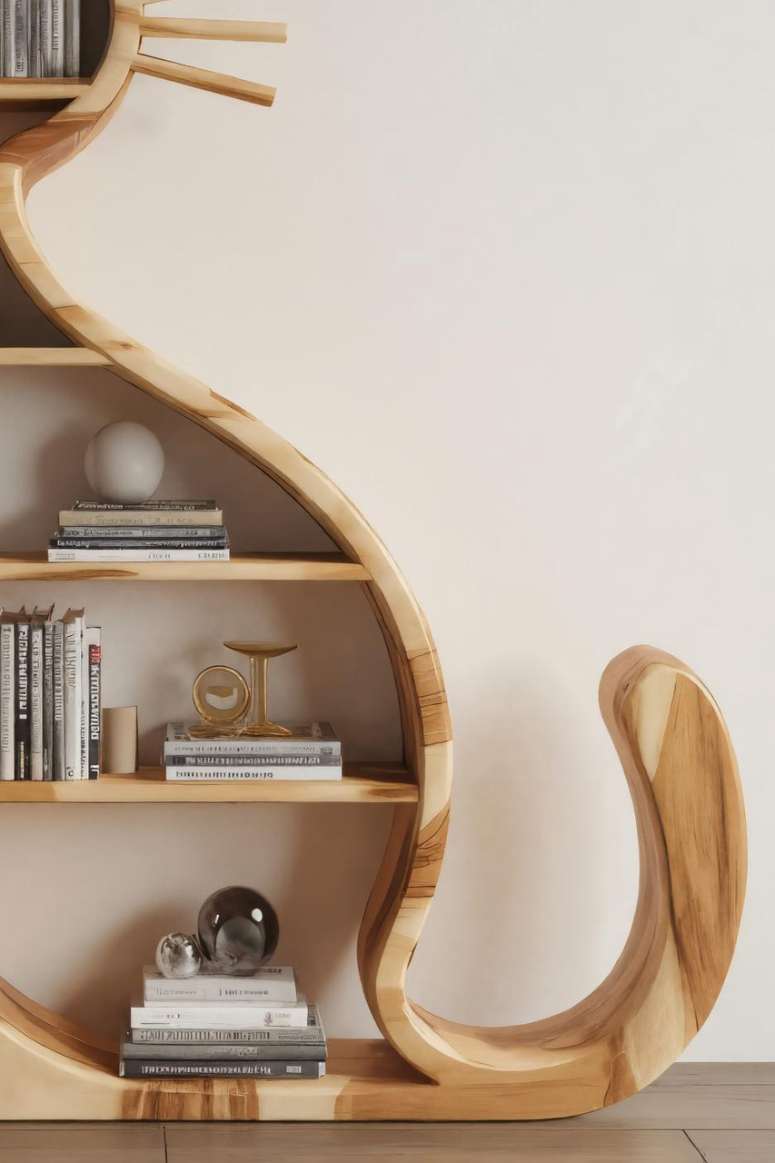 Modern Cat Bookshelf With Playful Design For Living Room Or Playroom Lynnsnail