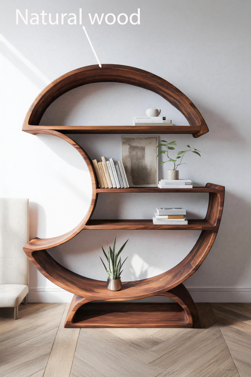 Modern Half Moon Bookshelf For Living Room Or Office Lynnsnail