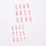 Pastel Floral Coffin Press-On Nails – Colorful Daisy Pattern – Matte Finish