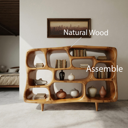 Modern Organic Bookshelf With Open Shelves For Living Room Or Office Lynnsnail