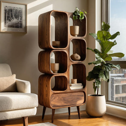 Minimalist Wooden Bookshelf For Contemporary Living Room Lynnsnail