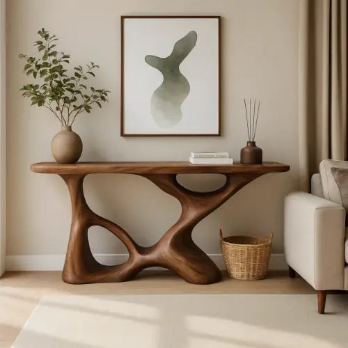 Handcrafted Solid Wood Flux Console Table – Modern Organic Design Lynnsnail