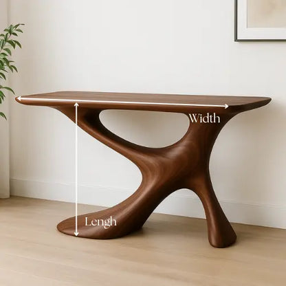 Handcrafted Solid Wood Wave Console Table – Contemporary Organic Form Lynnsnail