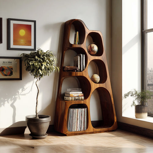 Organic Wooden Bookshelf For Japandi Furniture Decor Lynnsnail