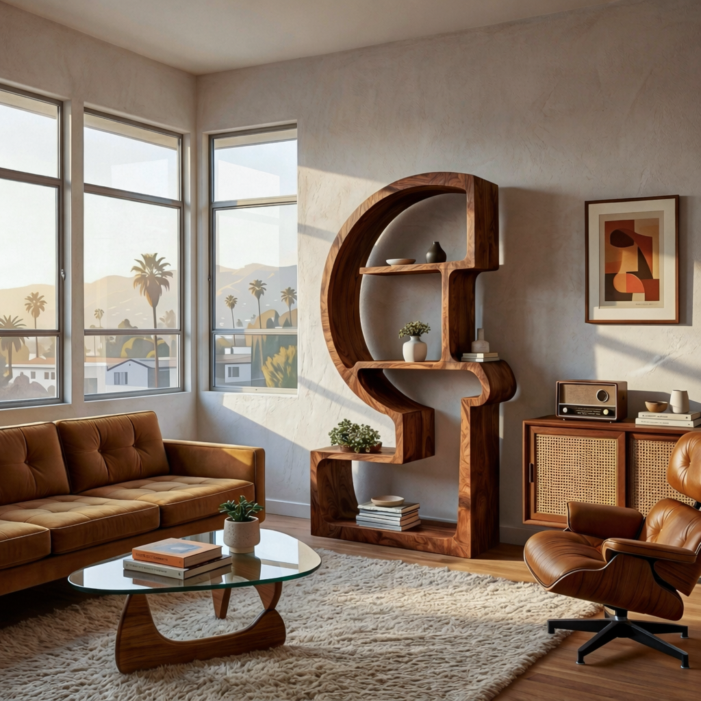 Artistic Wooden Bookshelf With Unique Curved Structure For Home Lynnsnail