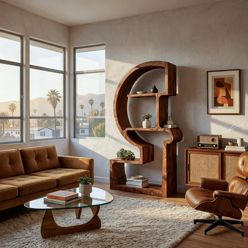 Artistic Wooden Bookshelf With Unique Curved Structure For Home Lynnsnail