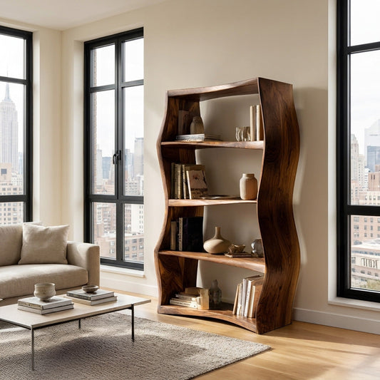 Elegant Natural Wood Bookshelf For Living Room Storage Lynnsnail