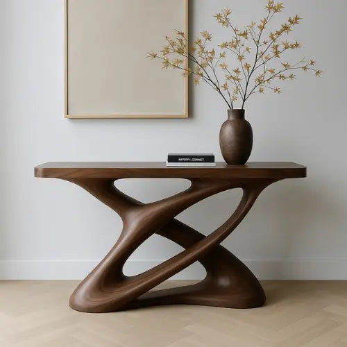 Handcrafted Solid Wood Nexus Console Table – Contemporary Organic Design Lynnsnail