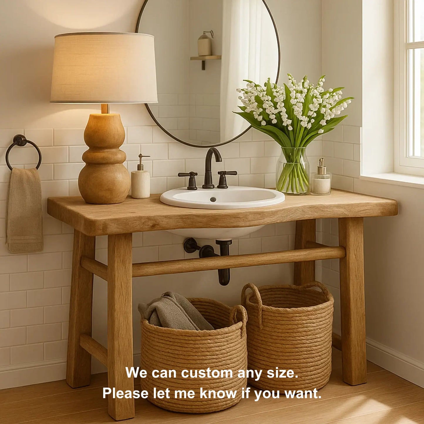Handcrafted Solid Wood Bathroom Vanity with Minimalist Design and Natural Finish for Modern Spaces Lynnsnail