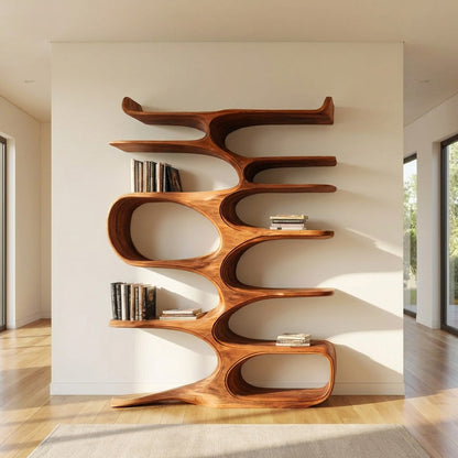 Mid Century Natural Wood Bookshelf For Living Room Furniture Lynnsnail