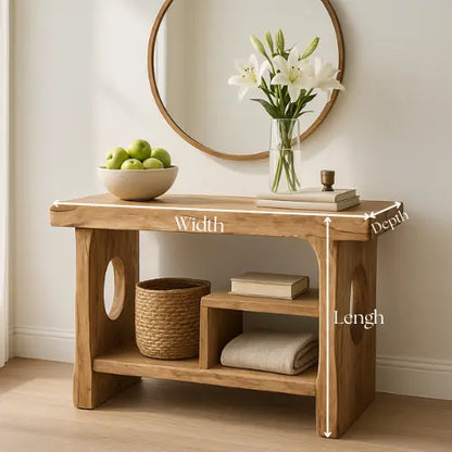 Handcrafted Solid Wood Sculptural Console Table – Organic Contemporary Form Lynnsnail