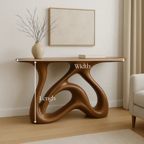 Handcrafted Solid Wood Flowform Console Table – Modern Organic Sculpture Lynnsnail
