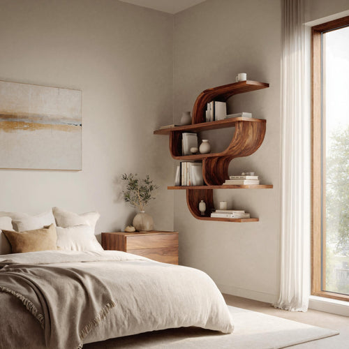 Statement Wall Shelf With Flowing Curves For Modern Home Lynnsnail