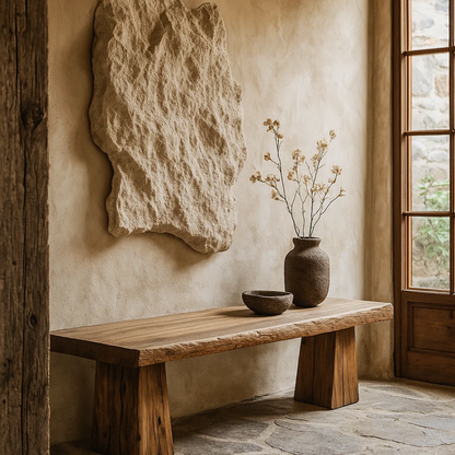 Handcrafted Solid Wood Rustic Bench – Natural Live-Edge Slab Entryway Seating Lynnsnail